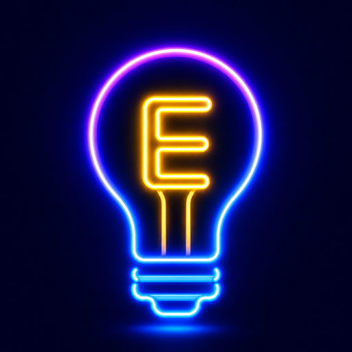 Ergo app icon — a neon idea-bulb whose filament forms an E